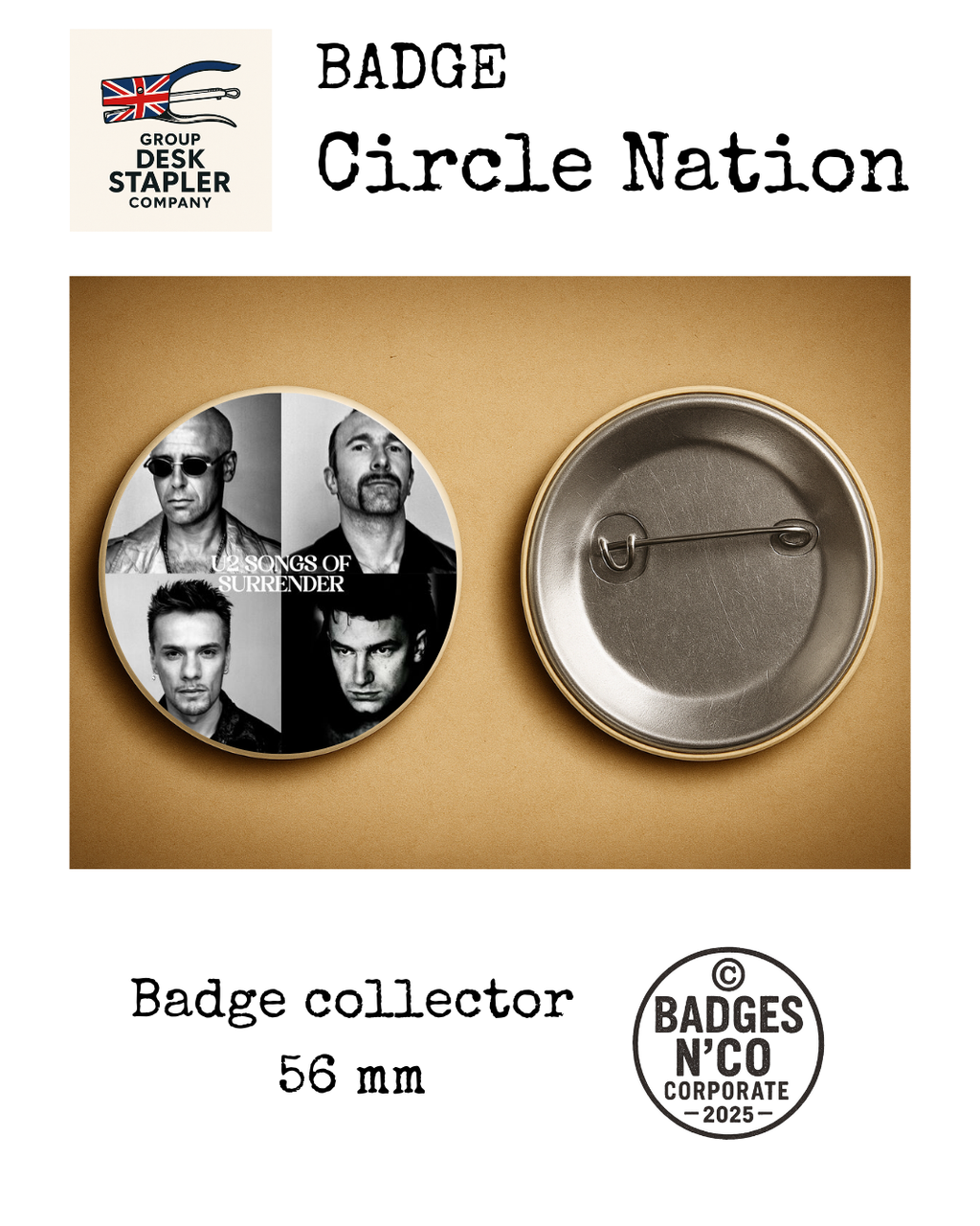 Badge U2 Circle Nation collector 56 mm
