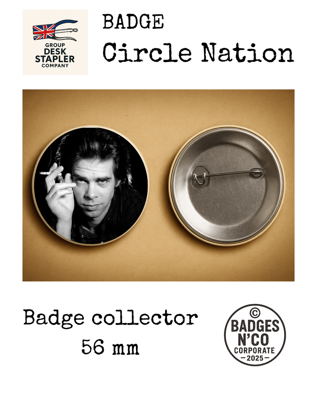 Badge Nick Cave Circle Nation collector 56 mm