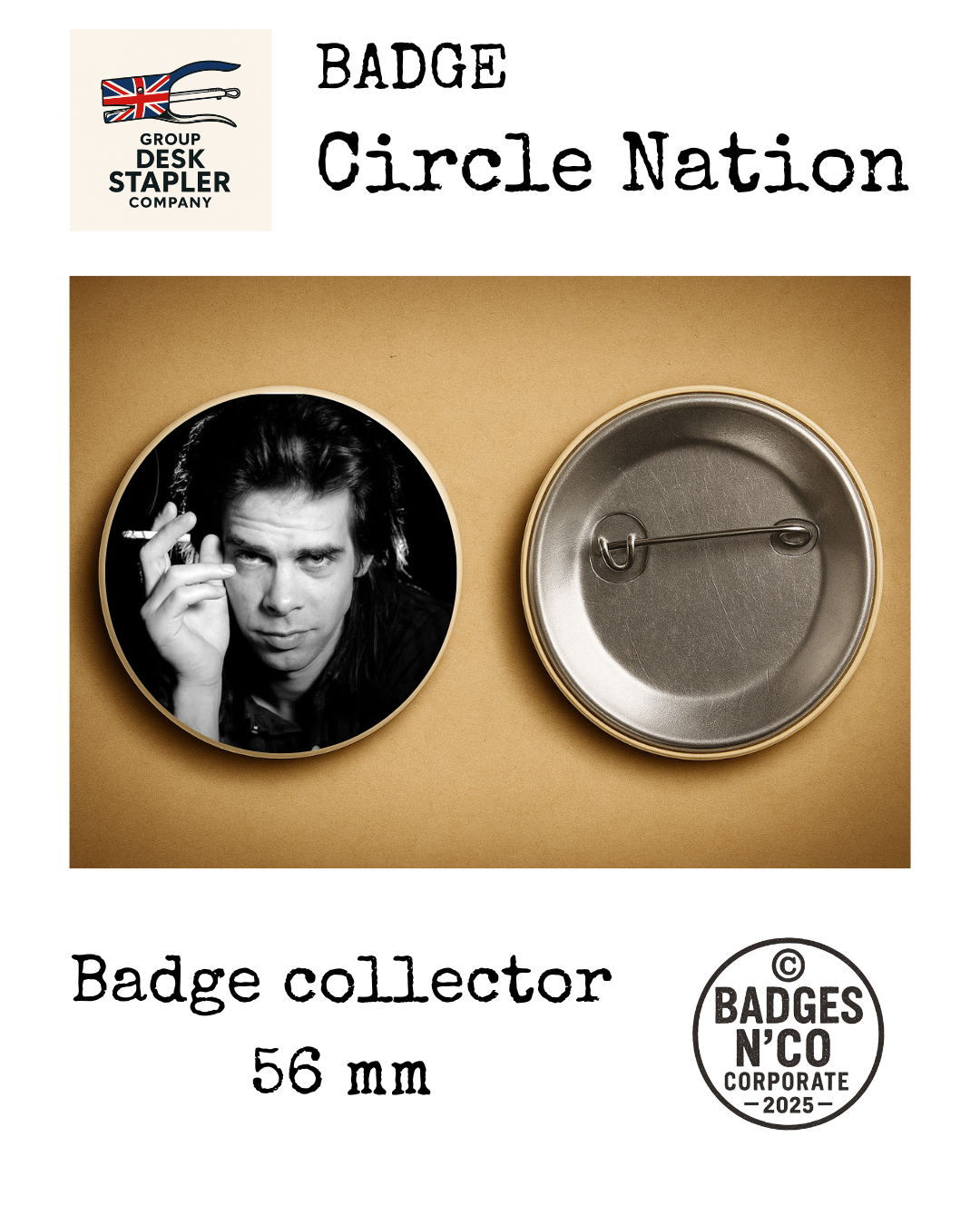 Badge Nick Cave Circle Nation collector 56 mm