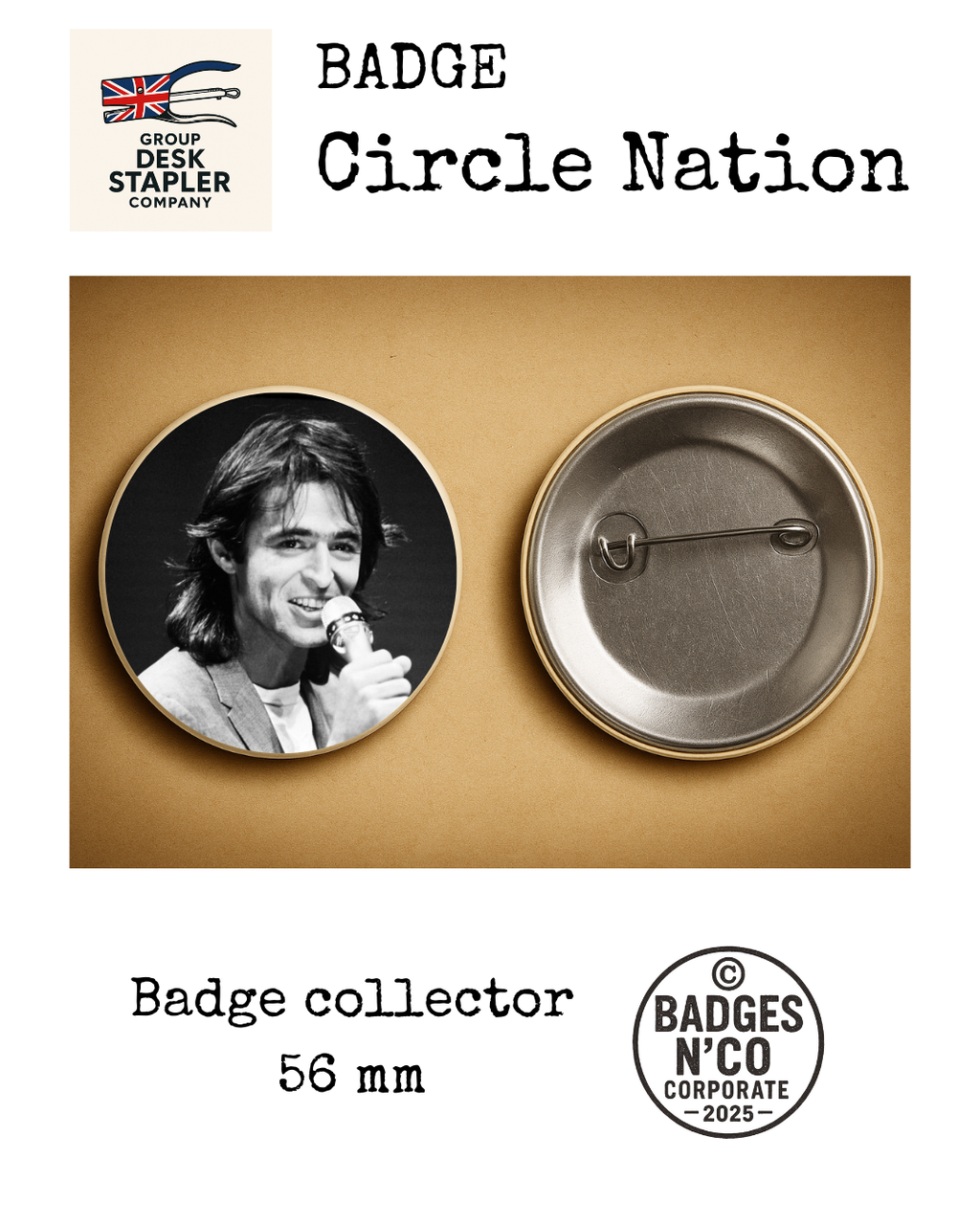 Badge Jean-Jacques Goldman Circle Nation collector 56 mm