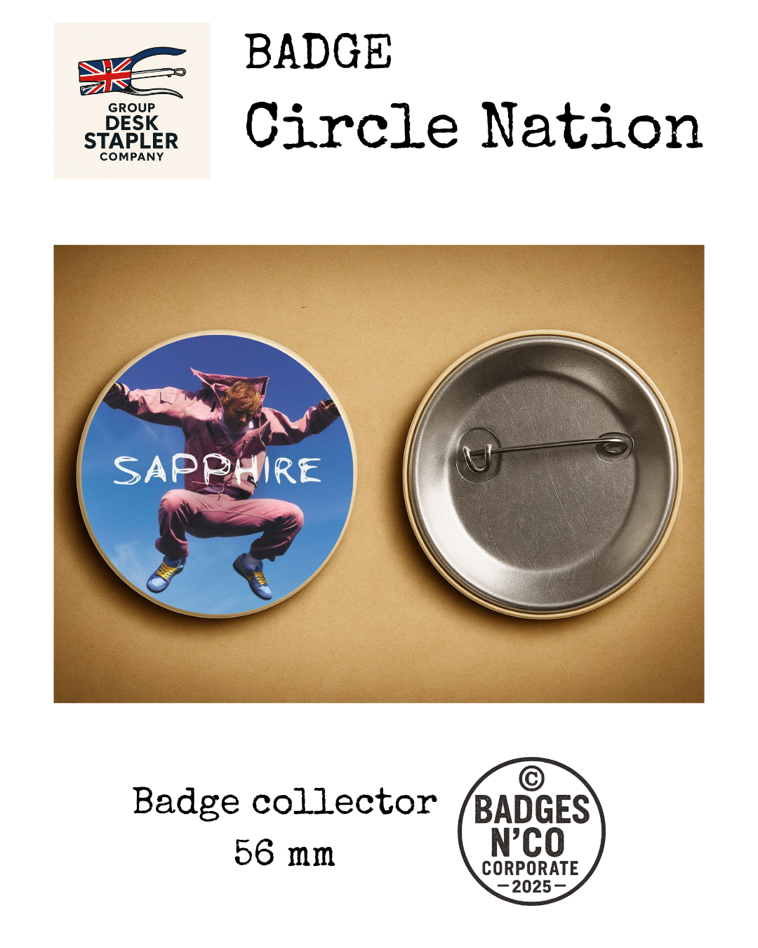 Badge Ed Sheeran 56 mm pop folk britannique collector Circle Nation