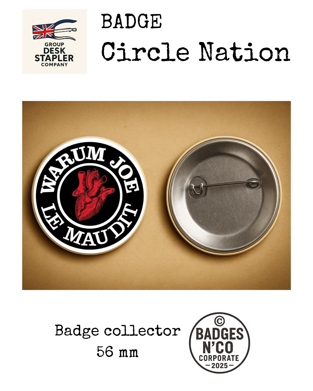 Badge Warum Joe 56 mm punk rock français underground collector design musical