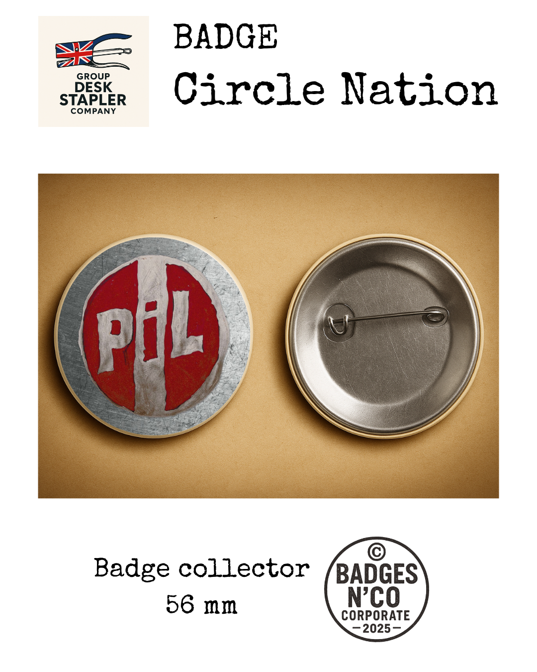 Badge Public Image Limited 56 mm post punk rock britannique collector design musical