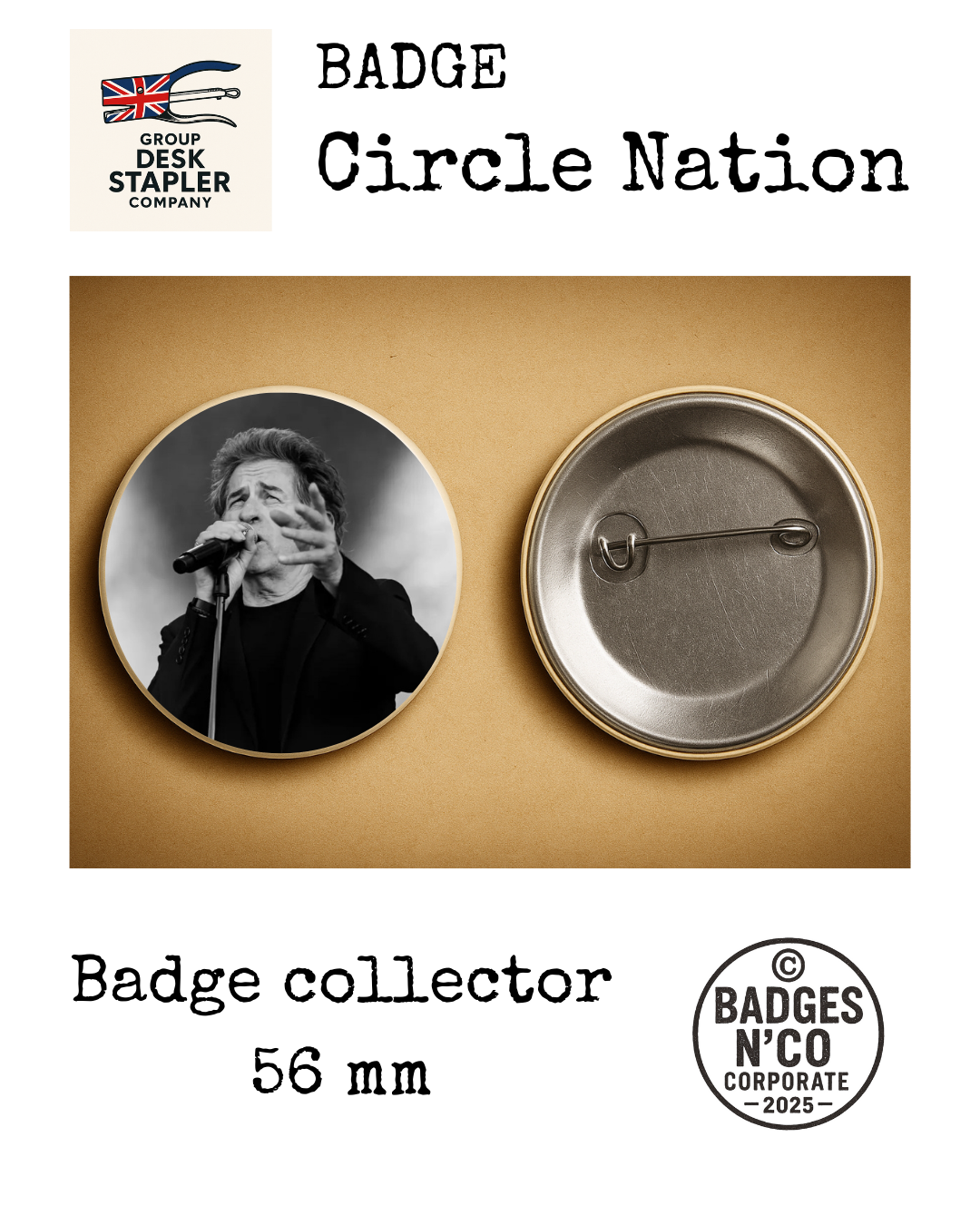 Badge Hubert-Félix Thiéfaine Circle Nation collector 56 mm