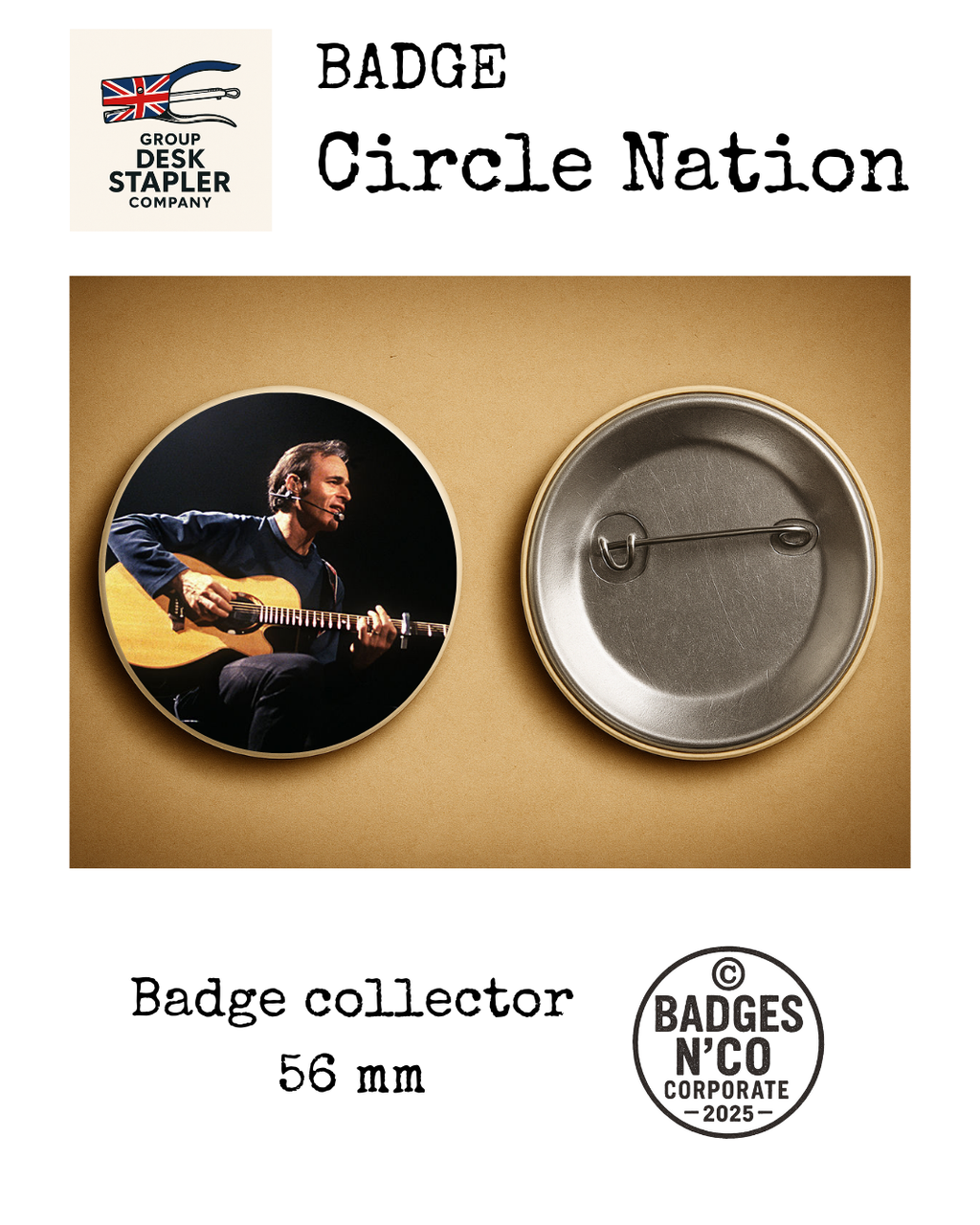 Badge Jean-Jacques Goldman Circle Nation collector 56 mm