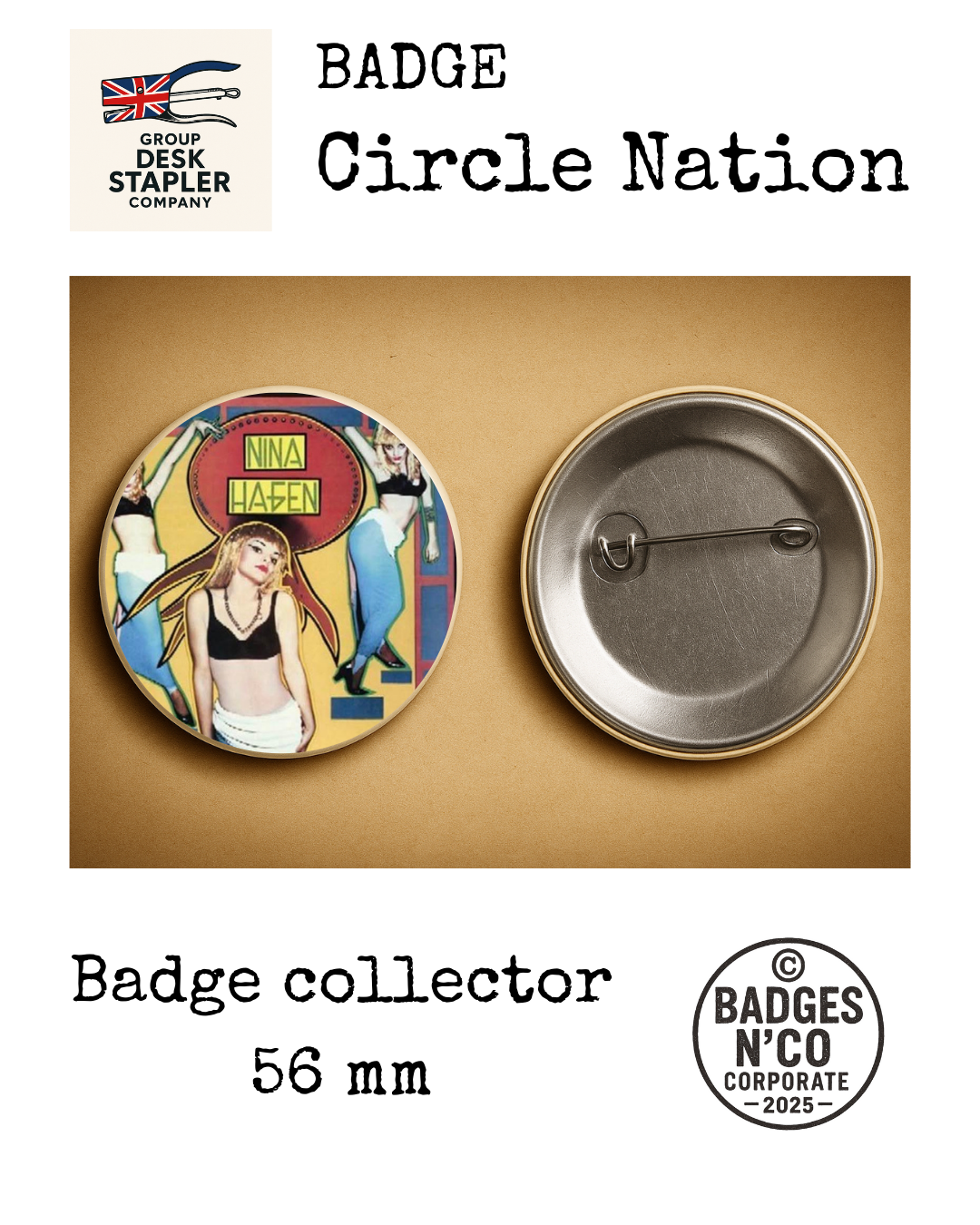 Badge Nina Hagen Circle Nation collector 56 mm