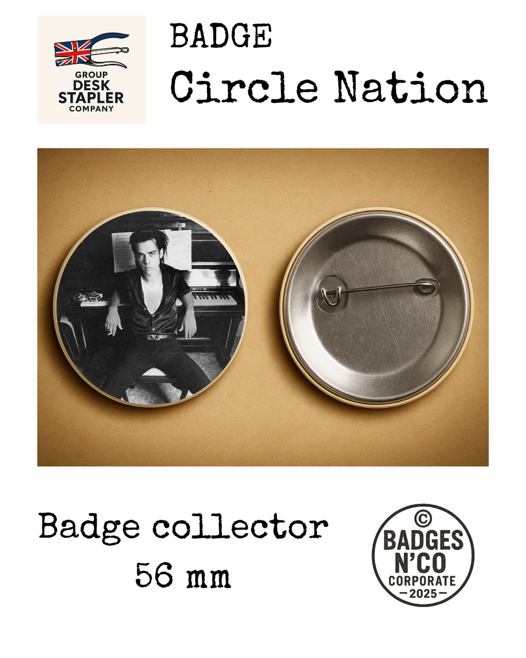 Badge Nick Cave Circle Nation collector 56 mm