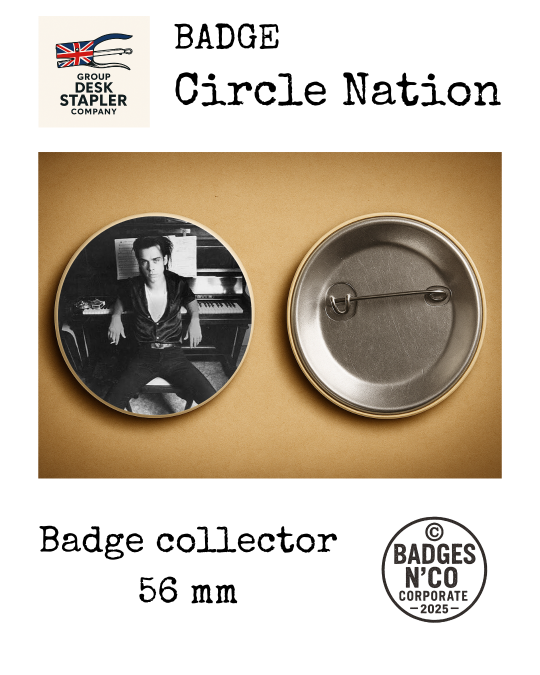 Badge Nick Cave Circle Nation collector 56 mm