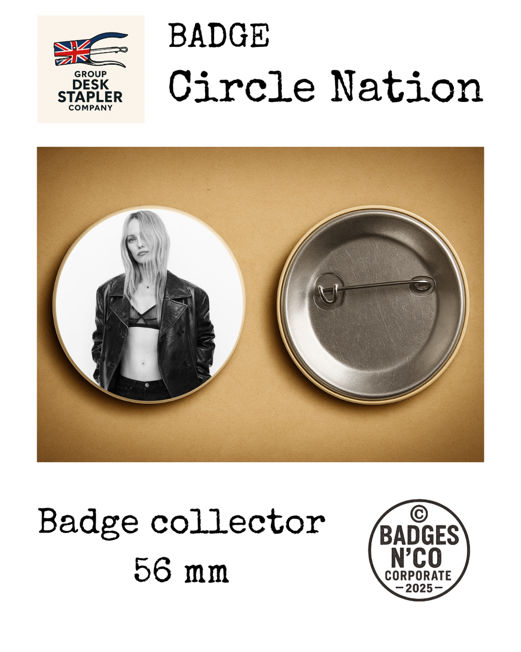 Badge Vanessa Paradis Circle Nation collector 56 mm
