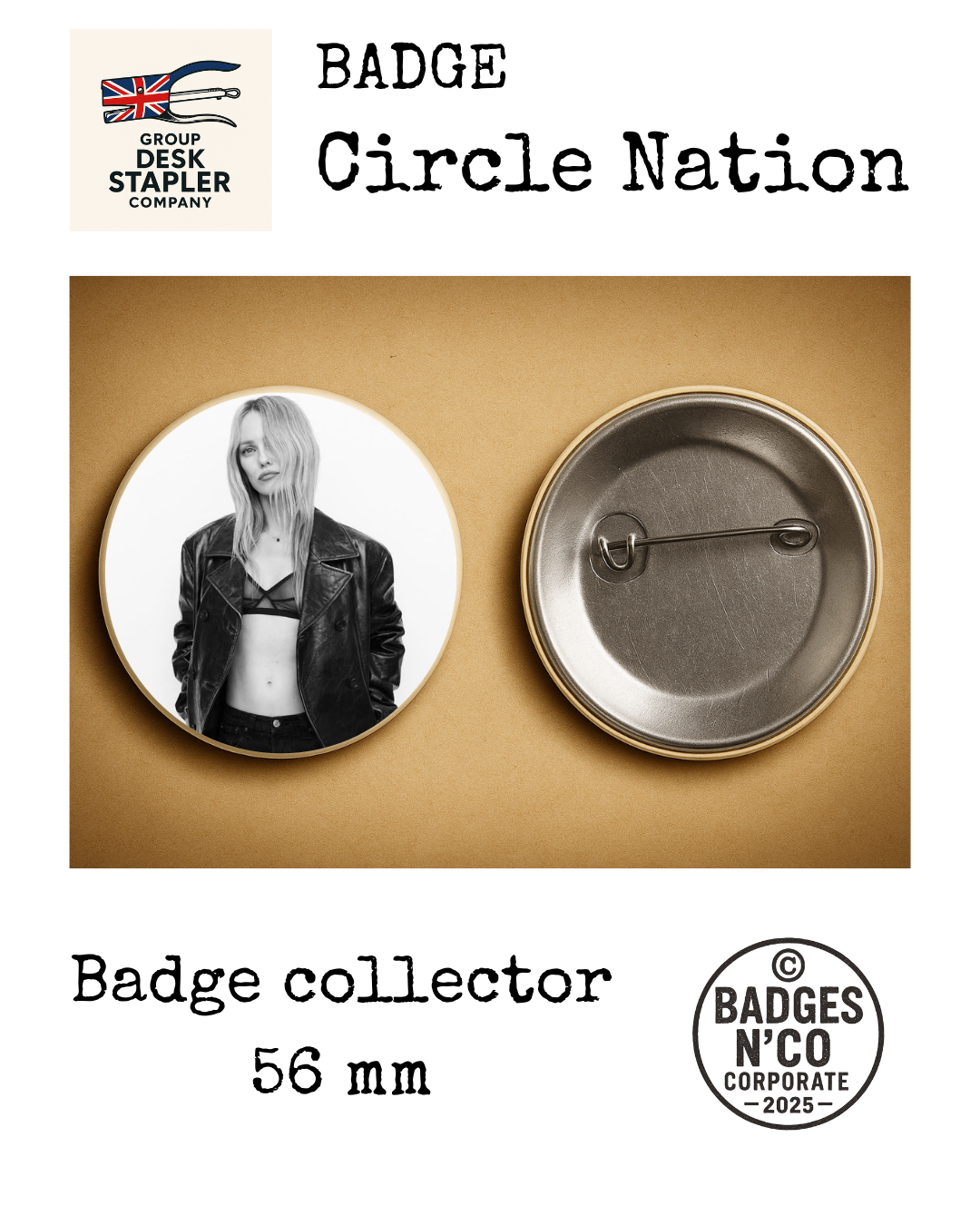 Badge Vanessa Paradis Circle Nation collector 56 mm