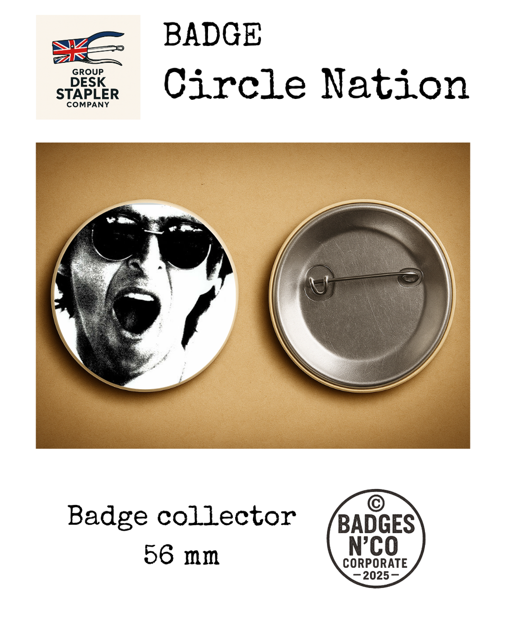 Badge Jean-Jacques Goldman Circle Nation collector 56 mm