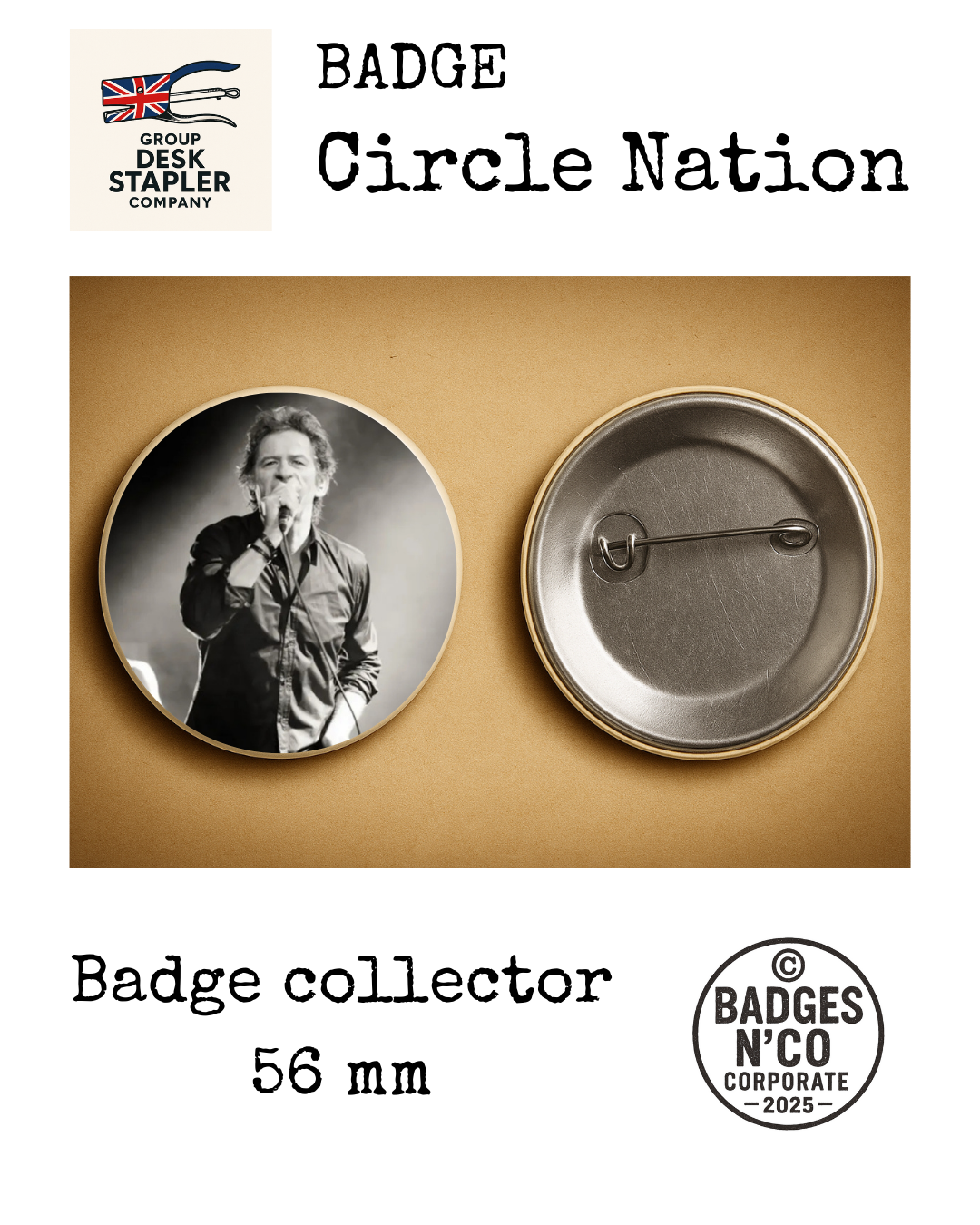 Badge Hubert-Félix Thiéfaine Circle Nation collector 56 mm