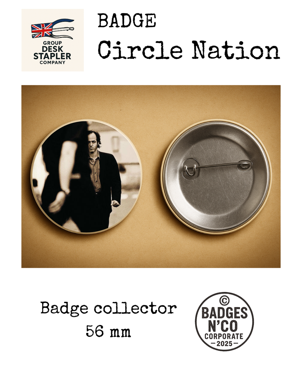 Badge Jean-Jacques Goldman Circle Nation collector 56 mm