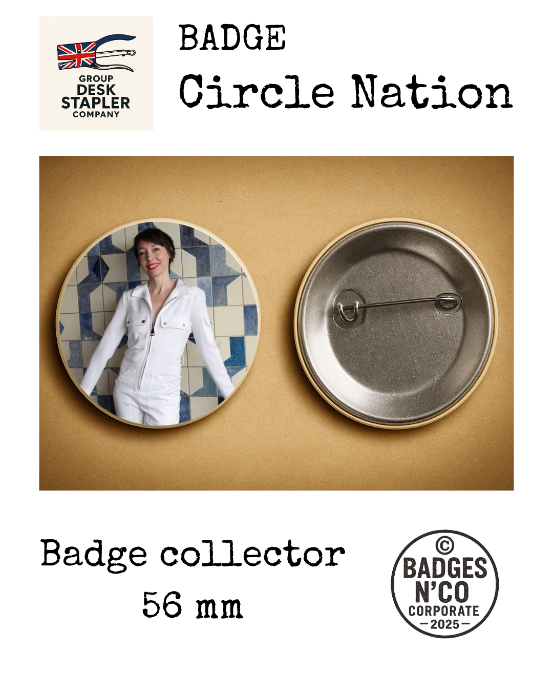 Badge Jeanne Cherhal Circle Nation collector 56 mm