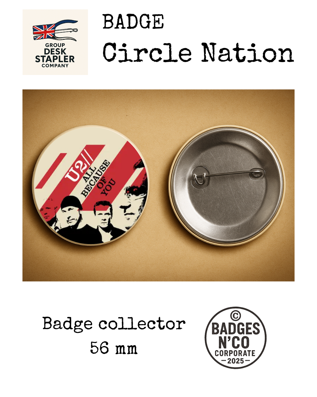 Badge U2 Circle Nation collector 56 mm