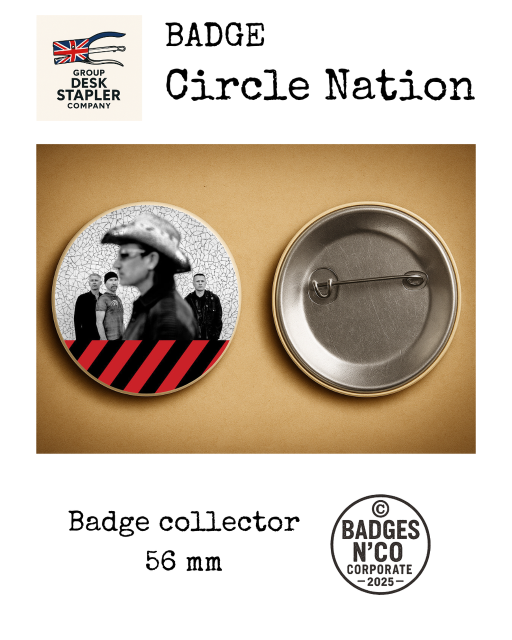 Badge U2 Circle Nation collector 56 mm