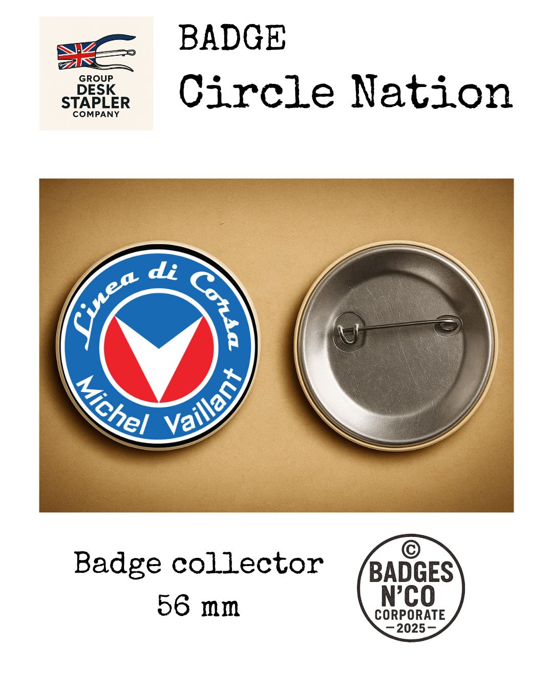 Badge Michel Vaillant Circle Nation collector 56 mm