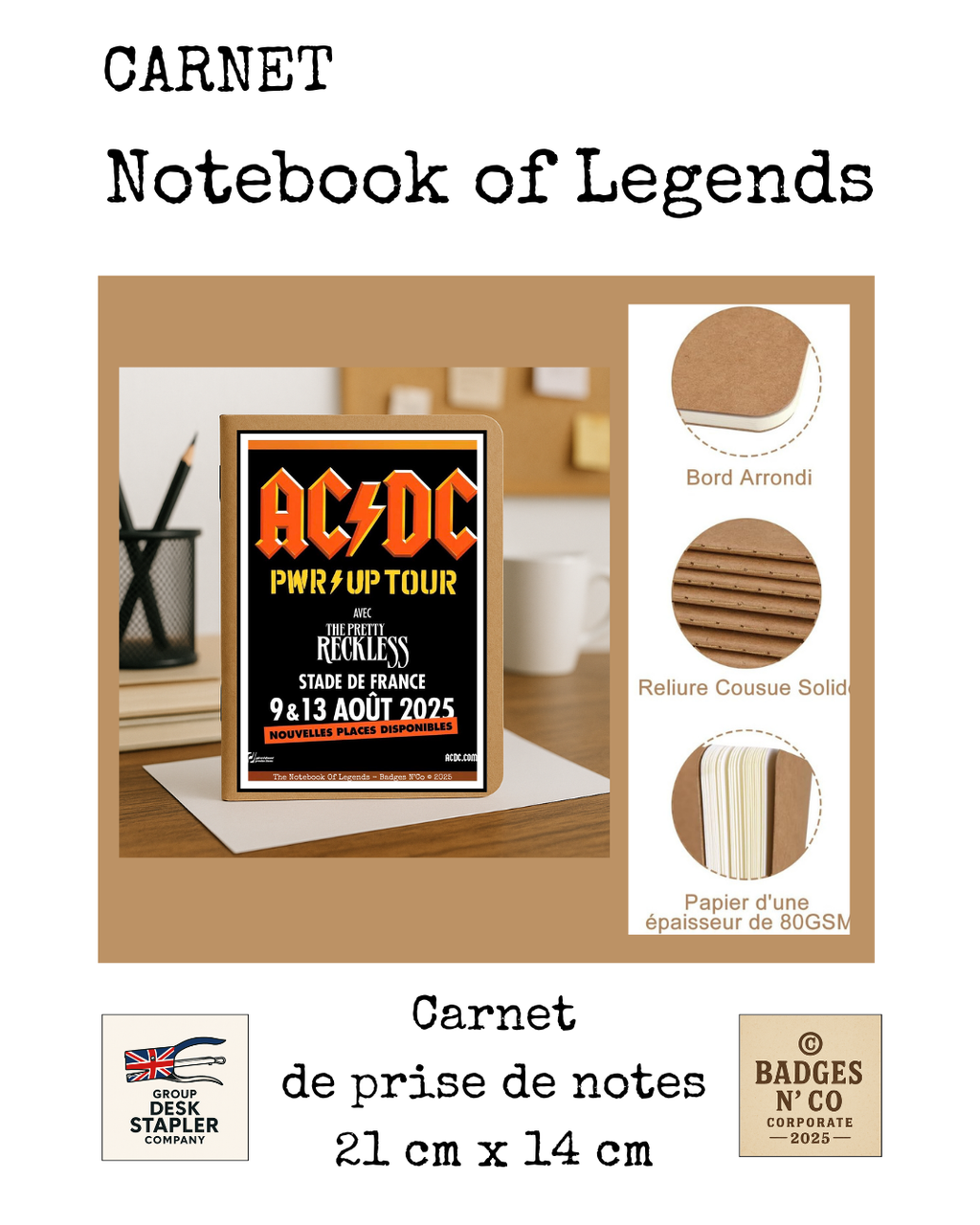 Carnet AC/DC Notebook of Legends collector 21x14 cm
