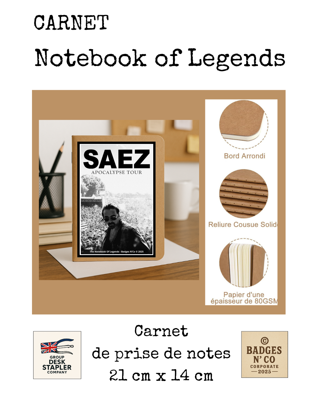 Saez – carnet Rock Legends Notebook