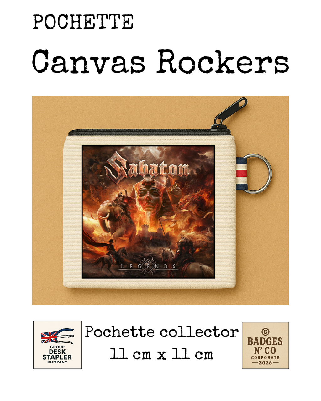 Pochette Sabaton Canvas Rocker collector 11x11 cm  Description