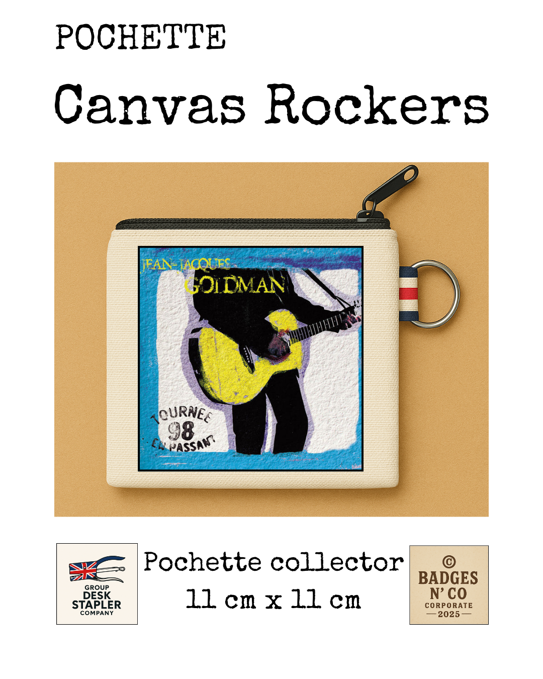 Pochette JJ Goldman 11x11 cm chanson française pop rock collector design musical