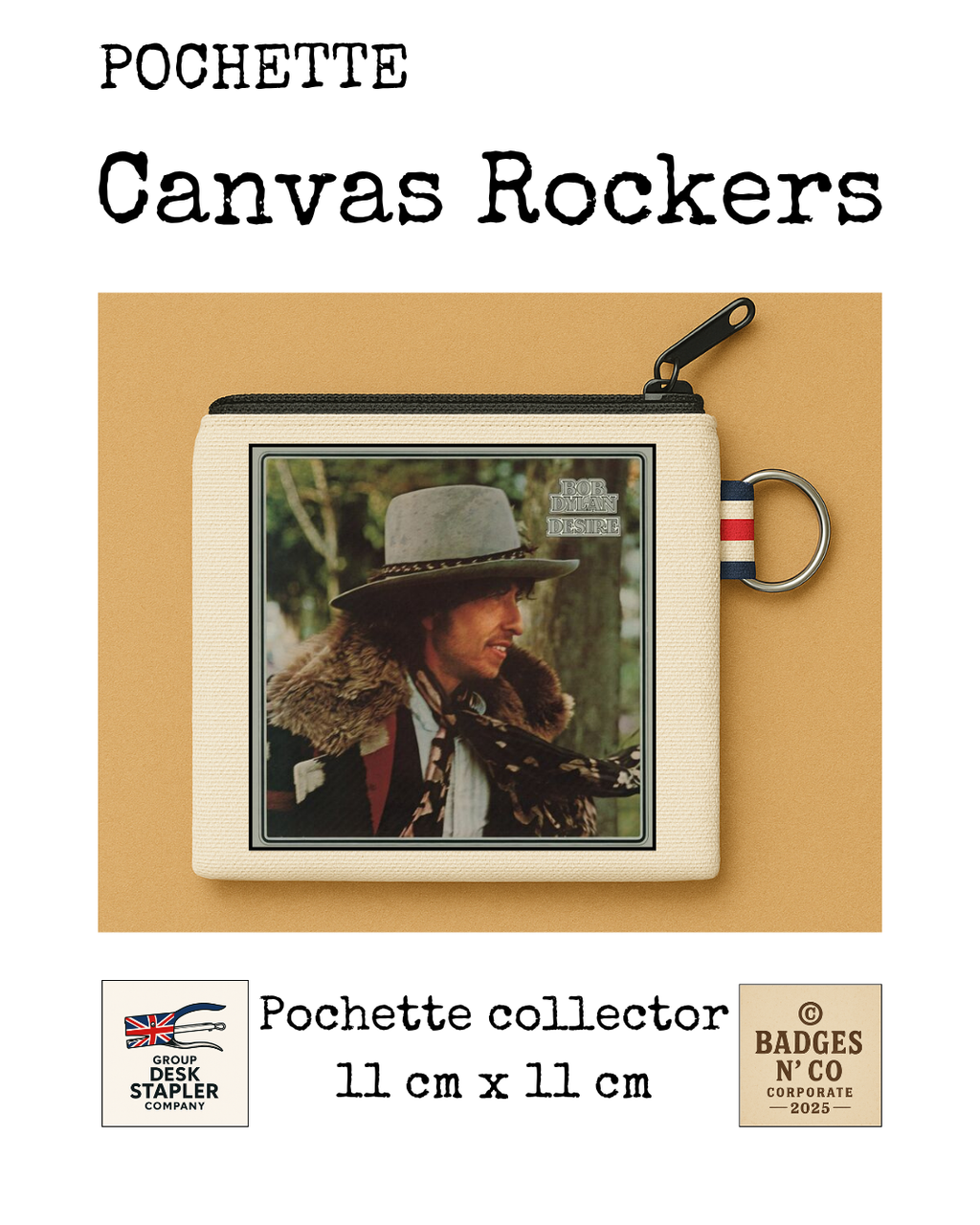 Pochette Bob Dylan Canvas Rocker collector 11x11 cm