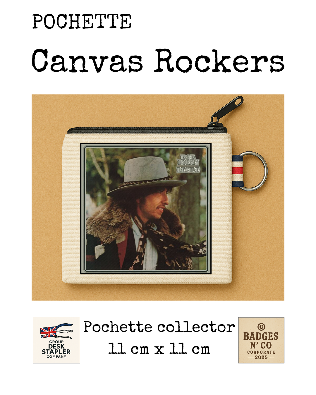 Pochette Bob Dylan Canvas Rocker collector 11x11 cm