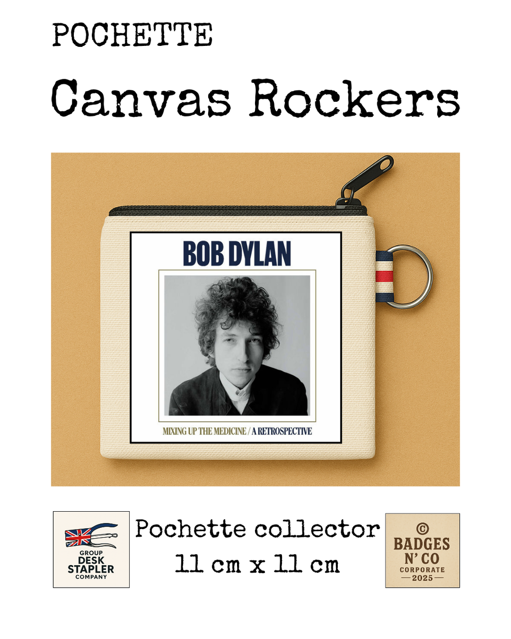 Bob Dylan Pochette Canvas Rockers 11x11 cm Collector