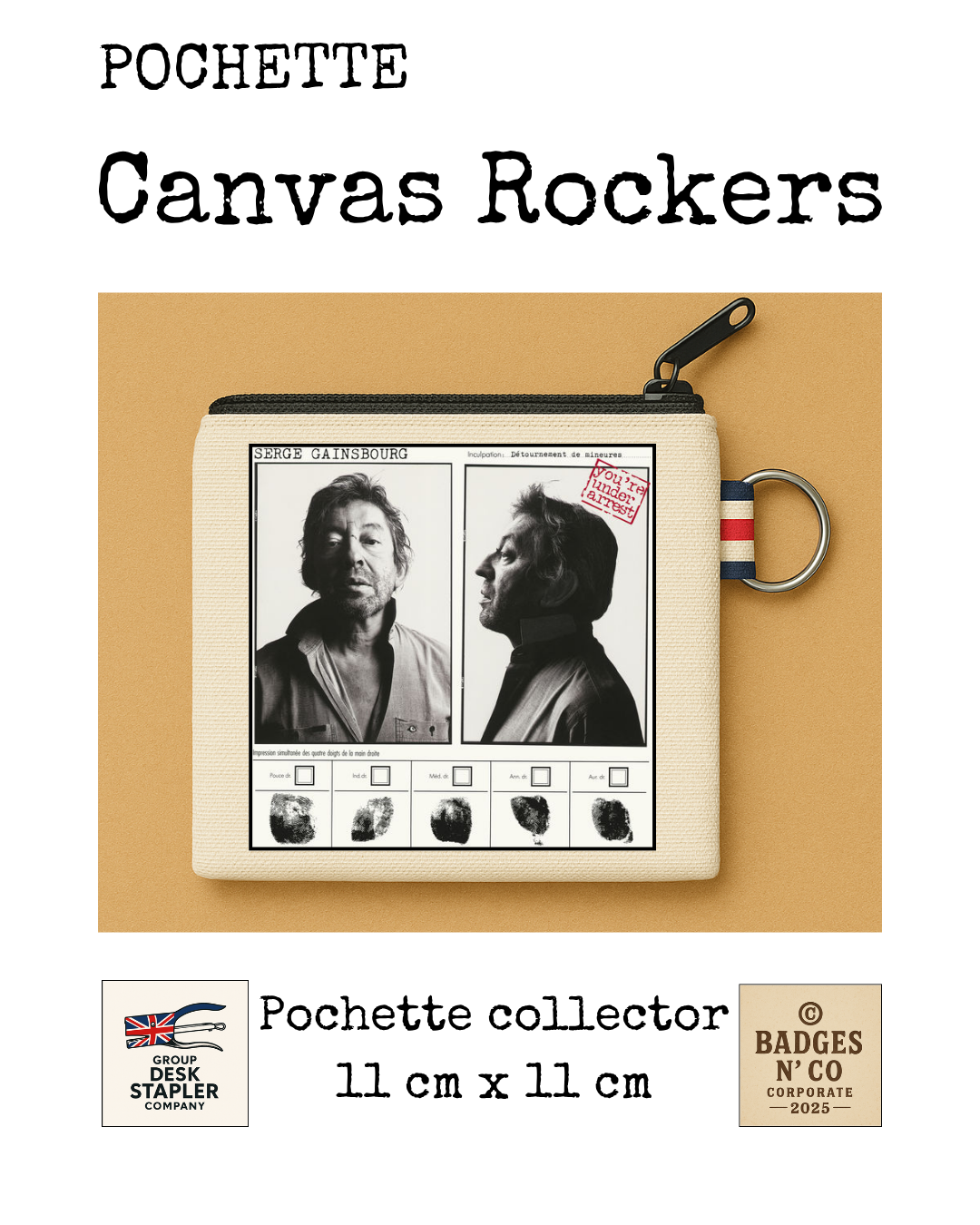 Pochette Serge Gainsbourg 11x11 cm – Collection Canvas Rockers