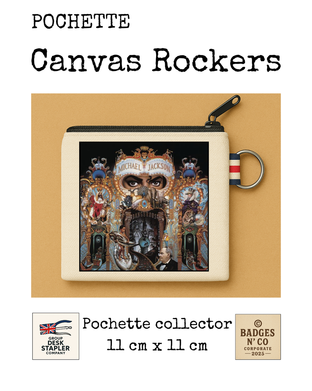 Michael Jackson Pochette Canvas Rockers 11x11 cm Collector