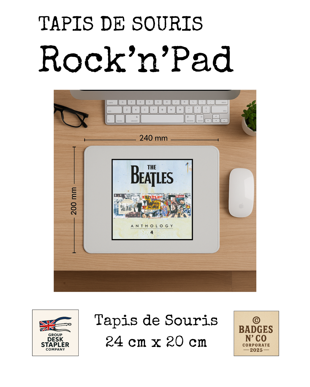 Tapis de souris The Beatles Rock’n’Pad pop rock légendaire collector design musical