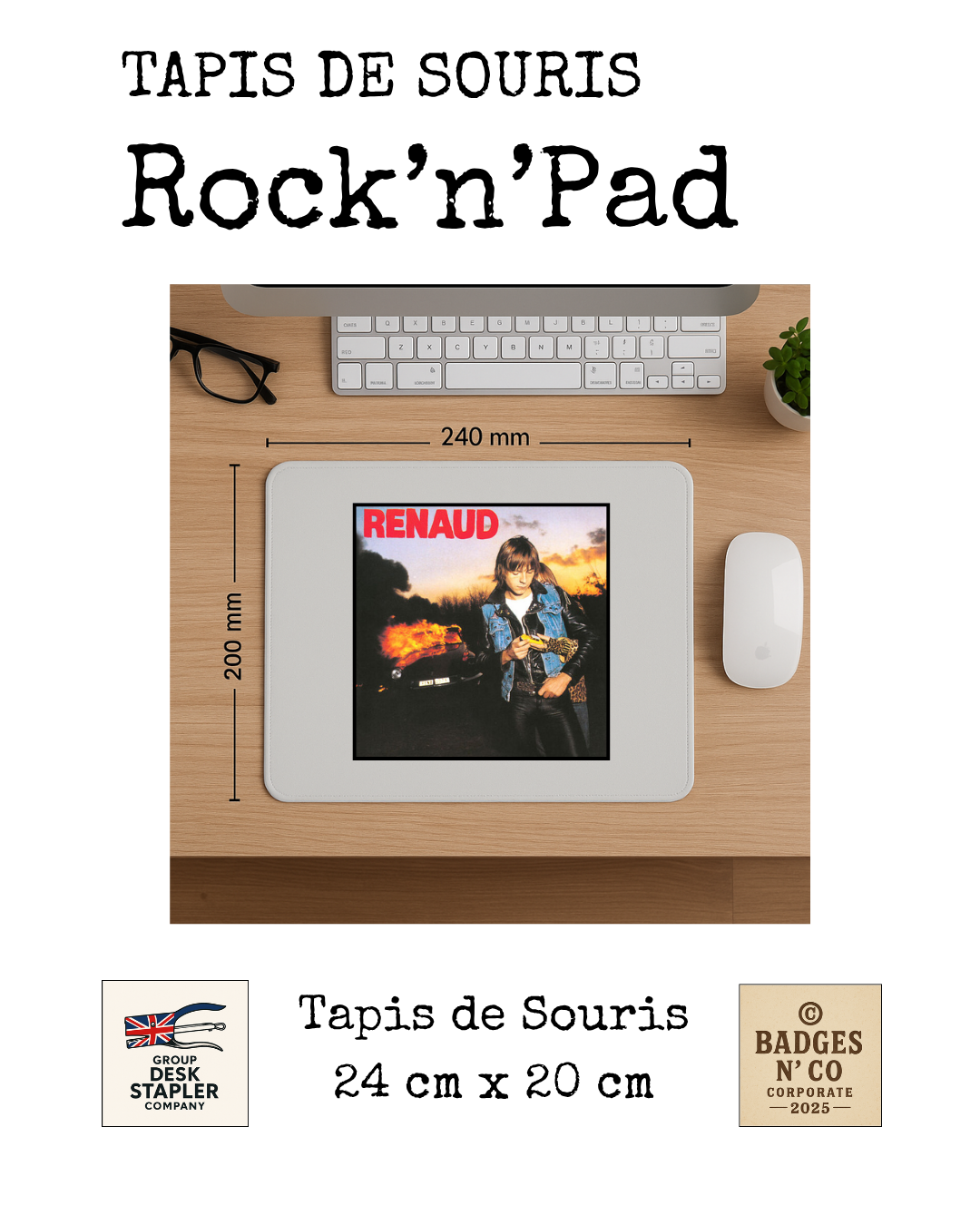 Tapis de souris Renaud Rock’n’Pad chanson française rebelle collector design musical