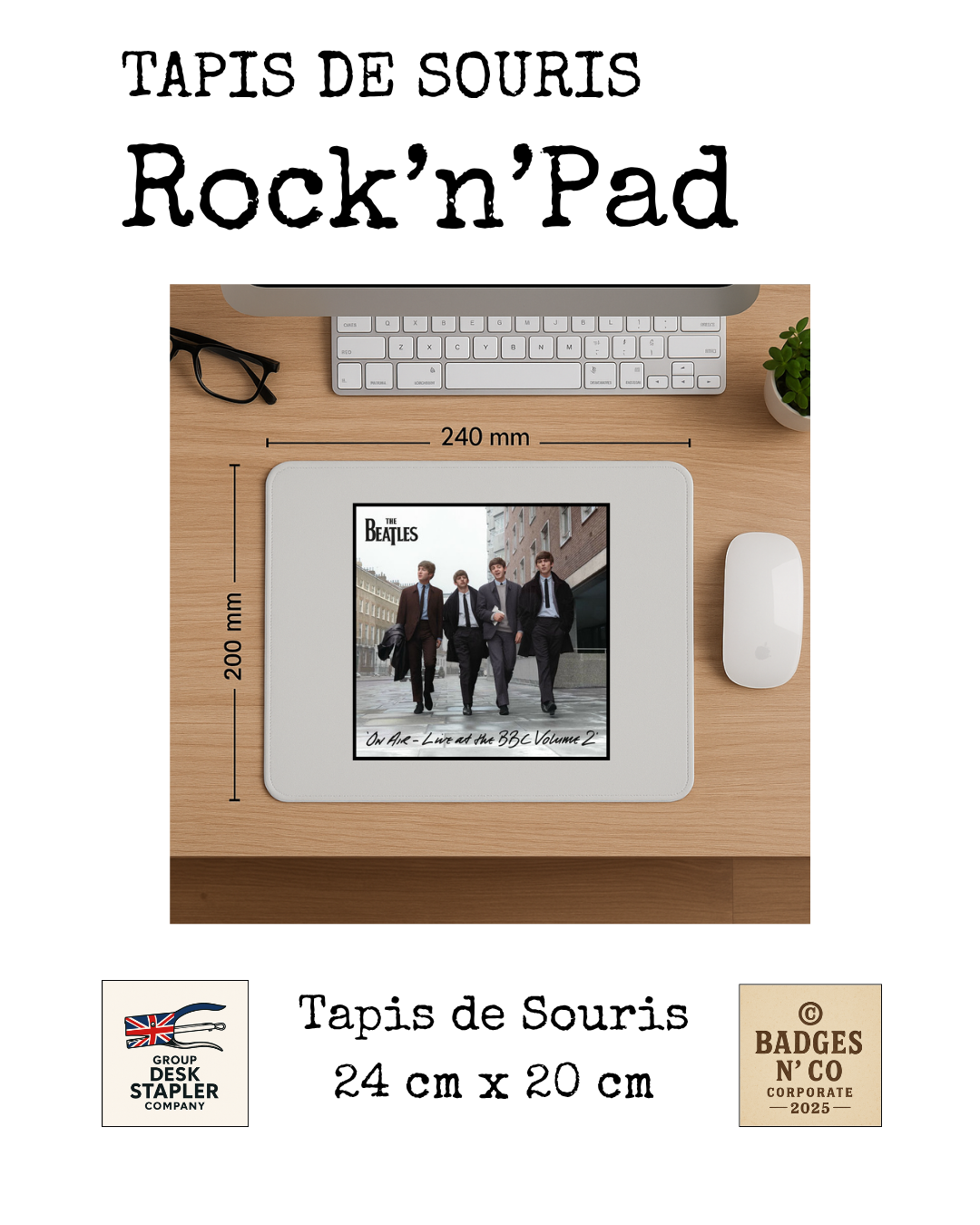 Tapis de souris The Beatles Rock’n’Pad pop rock légendaire collector design musical
