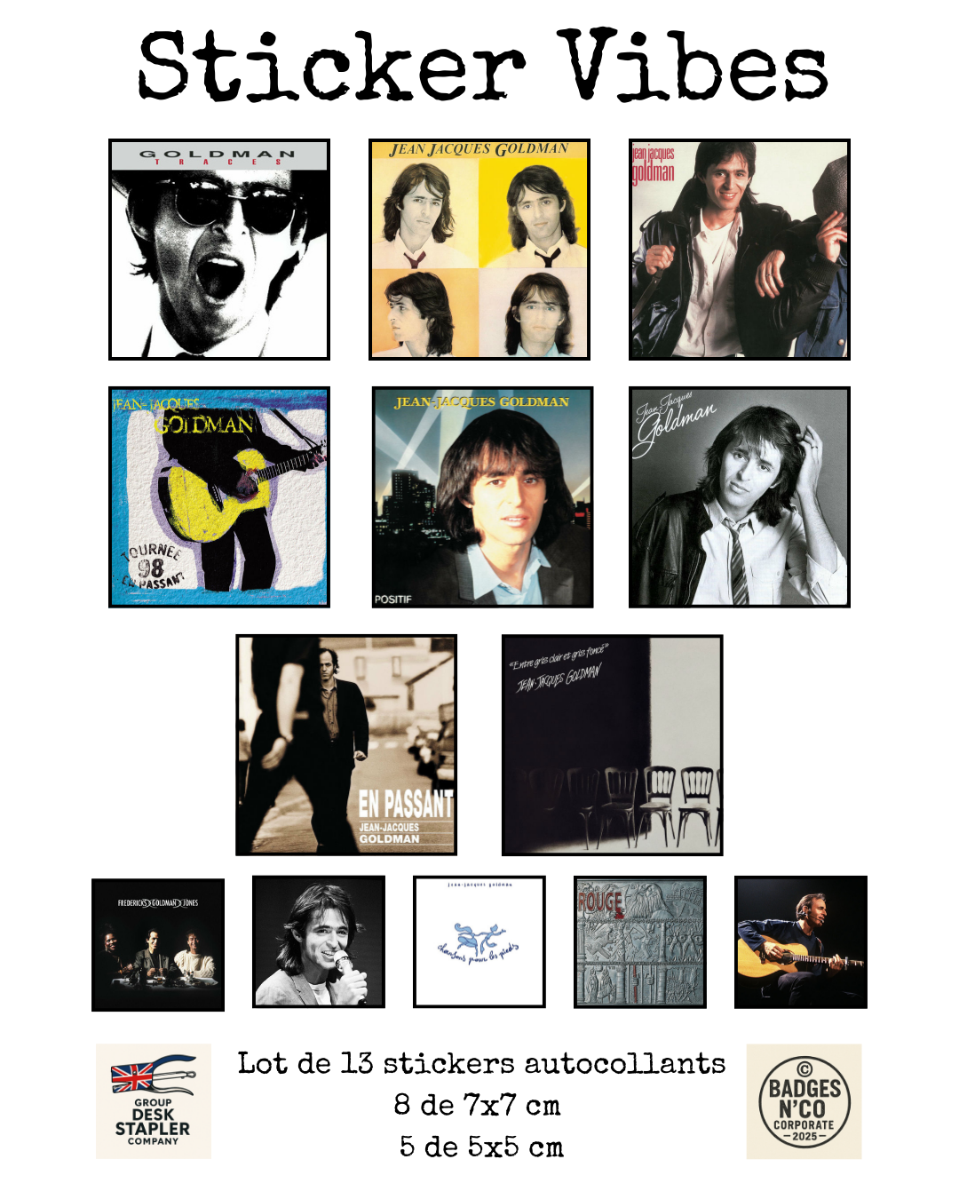 Stickers Jean-Jacques Goldman Sticker Vibes lot collector 13 pièces